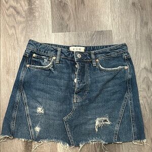 Free People Denim Distressed Skirt